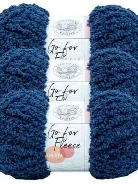 Lion Brand Go For Fleece Sherpa Yarn Blue Moon Lot of 3 Jumbo Fuzzy Yarn